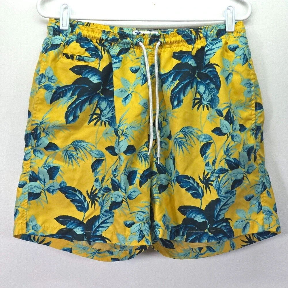 Trunks Surf & Swim Board Shorts Mens Medium Floral Print Elastic Waist No Lining